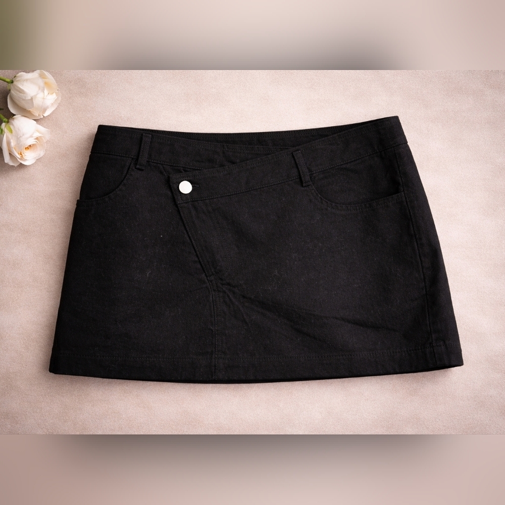 Better Be Black Mini Skirt Size M Stretch Cotton Spandex Casual Fitted Pocket. - Picture 2 of 12